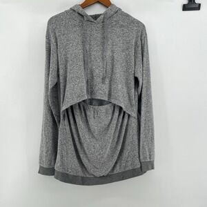 NOM BREASTFEEDING HOODIE Heather Gray Grey‎ Medium Sweatshirt Nursing Soft